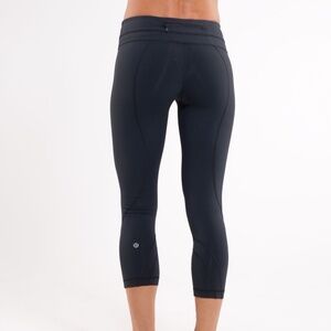 Lululemon "RUN:  INSPIRE CROP II" Black Mid Rise, Size 8 - WORN ONCE